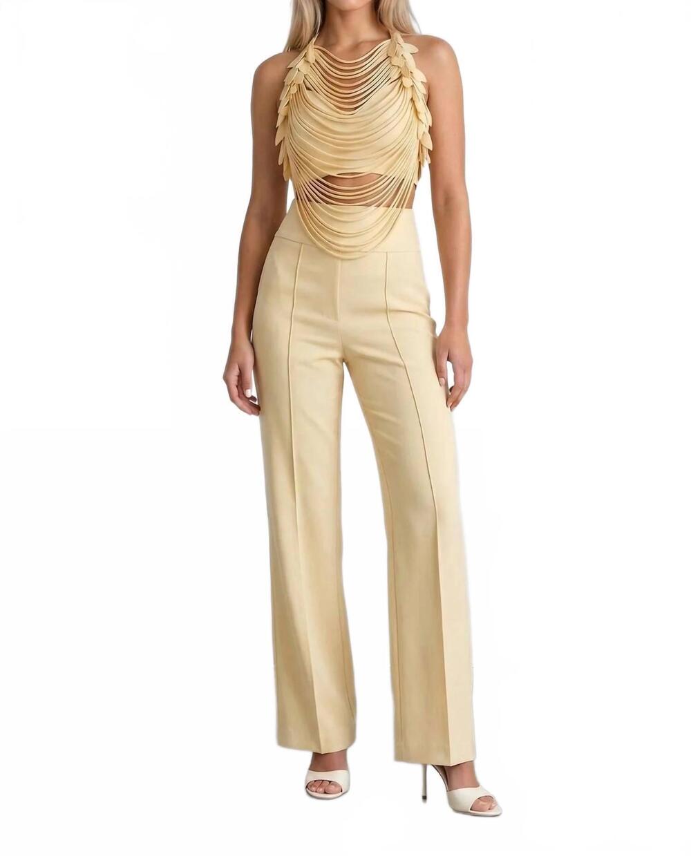 NEW AKALIA aurelia draped petal halter top in yellow
